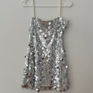 Beginning Boutique Silver Sequin Formal Dress